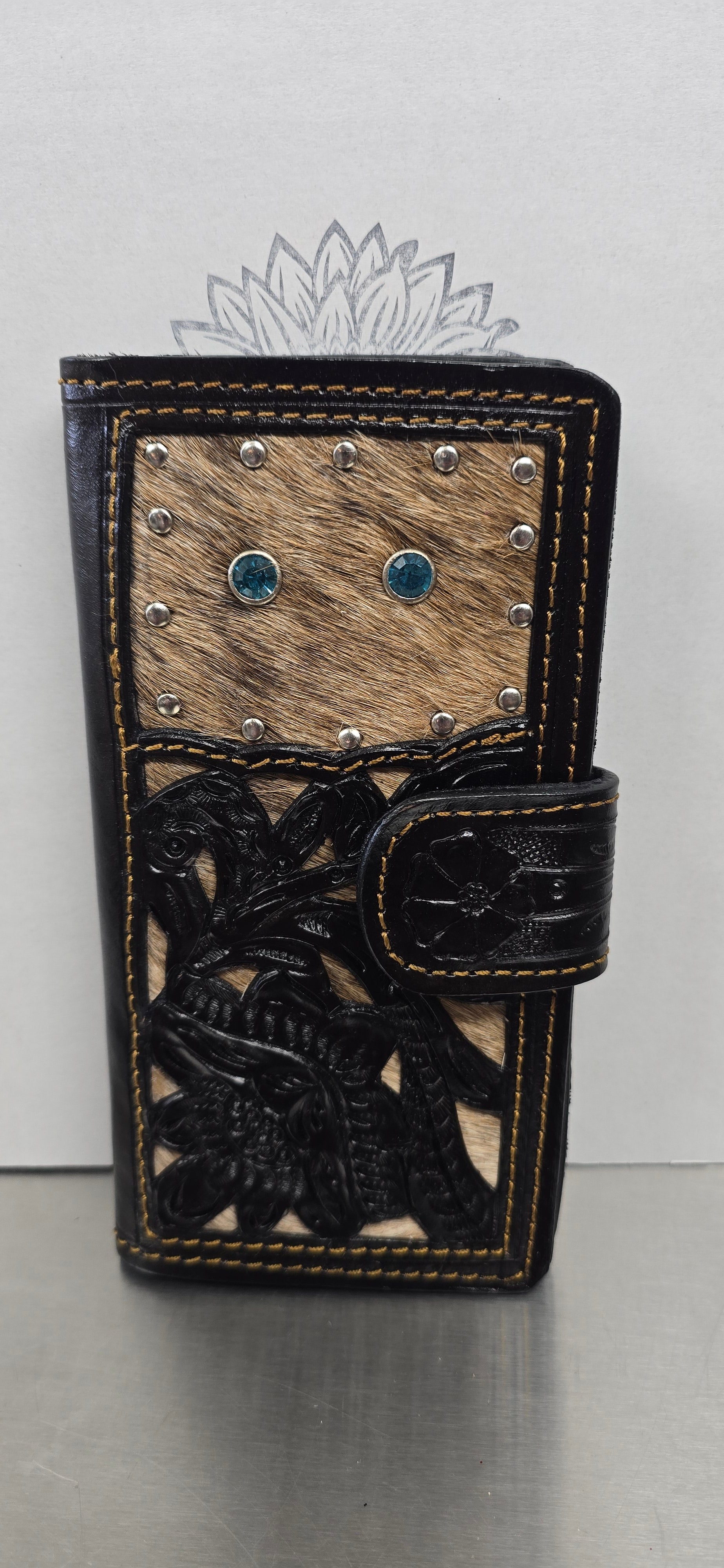 Blue Stud Leather & Cowhide wallet